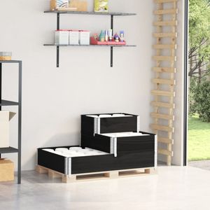vidaXL Paletový horný rám 3-násobný čierny 120x80 cm z masívneho dreva