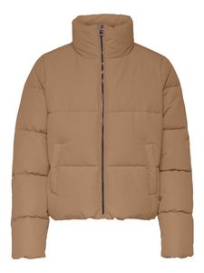 ONLY Damen Kurze Jacke ONLDOLLY Warm Gefütterte Puffer Übergangsjacke mit Reißverschluss ohne Kapuze, Farben:Braun, Größe:XL