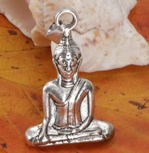 Buddha Kettenanhänger aus Messing - Silber, 3,5*2*1 cm, Kettenanhänger, Amulette, Modeschmuck