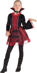 Elegancki kostium wampira na Halloween dla dzieci ciemnoczerwony i czarny
