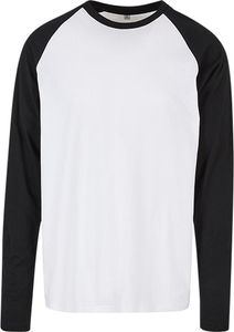 Build Your Brand Basic BB023 | Herren Contrast Raglan Longsleeve Langarmshirt - Farbe: White/Black - Größe: 4XL