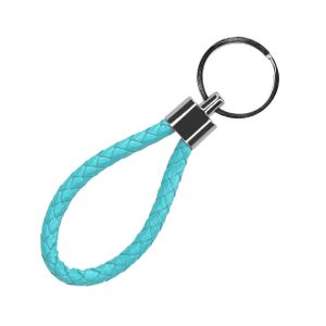 mumbi Schlüsselanhänger Schlüsselband aus Kunstleder & Edelstahl, geflochten Kunstlederband in Hellblau