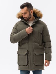 Ombre Clothing Herren Winter Pelicula-Jacke V4 Khaki L