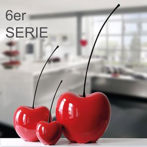Gilde Cherry "Passion" keramika - červená . glazovaná s čiernou stopkou výška čerešne 15 cm 36406