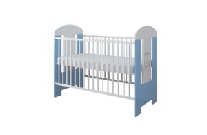 Gitterbett mit Matratze & Kleiner Prinz Gravur 120x60cm | 3 ausziehbare Sprossen | 3-Stufen-Verstellung | Kiefernholz | Für Mädchen und Junge | Blau