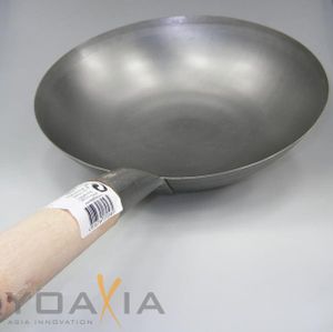 [ Wok Ø 35 cm runder Boden ] Asiatische Eisenpfanne / Küchen Wok / Pfanne