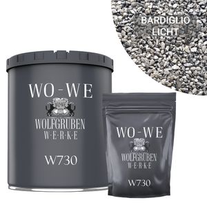 Steinteppich Set Marmorkies Bodenbeschichtung W730 Bardiglio Licht Grau 1-4mm - (25Kg) 2qm