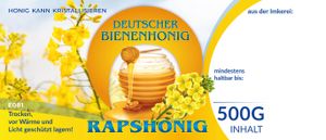 Selbstklebende Etiketten bunt für deutschen Bienenhonig RAPSHONIG 100Stück/1Packung