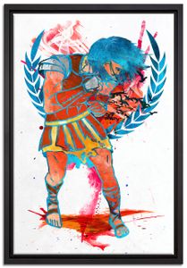 Roman Combat black Leinwand Leinwandbild 60x40 cm im Bilderahmen | Wandbild  | Schattenfugenrahmen | Kein Poster