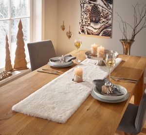 Tischläufer 'Samtweich' Kunstfell, creme Textilien Tischdecken Tisch Dekoration