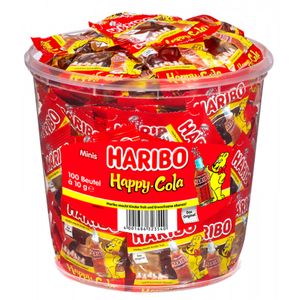 Haribo Happy Cola bez sztucznych barwników 100 mini torebek 980g