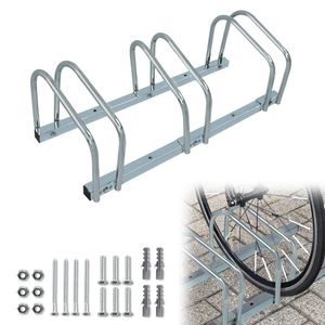 ACXIN Fahrradständer Aufstellständer Fahrrad Ständer Boden Wand Montage Metall Platzsparend (Für 3 Fahrräder, Silber)