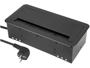 Versenkbare Aluminium Einbausteckdose 2-fach + USB + LAN - schwarz