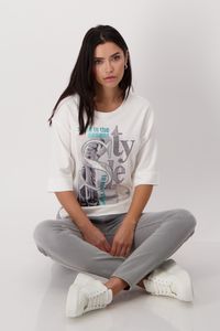 Monari -  Damen Foto Print Shirt mit Schrift (408512), Größe:44, Farbe:off white (102)