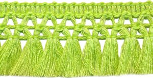 1m Fransenborte 32mm Meterware 26 Farben Quastenborte Zierborte Farbwahl, Farbe:limette