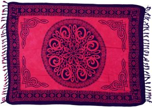 Bali Sarong, Wandbehang, Wickelrock, Sarongkleid - Celtic Rot, Uni, Viskose, 160*100 cm, Sarongs, Strandtücher