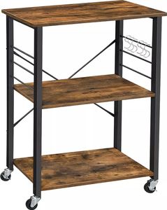 In And OutdoorMatch Servierwagen Jaylon - Auf Rädern - Servierwagen - Industrie - Barwagen - Getränkewagen - 3 Tabletts - 60 x 40 x 89 cm
