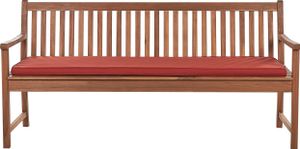 BELIANI Gartenbank mit Auflage Dunkelrot Akazienholz 180 cm Landhausstil Gartenausstattung Balkon Terrasse Garten