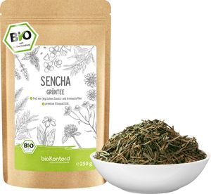 Grüner Sencha Tee 250 g I lose und geschnitten I aromatischer Sencha Grüntee I 100% natürlich I bioKontor