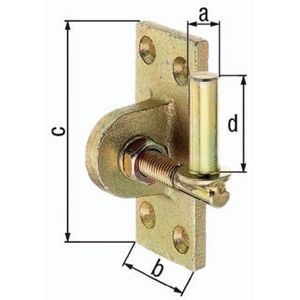 GAH Kloben zum Anschrauben, Stahl roh galvanisch gelb verzinkt Ø16 x 45 x 105 mm