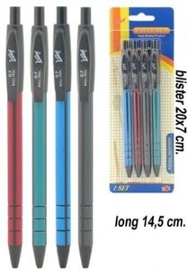 4er Set Vidal-Kugelschreiber 0.7, 14,5 cm lang, rot, schwarz, blau