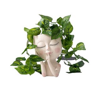 CANDeal Blumentopf Menschlicher Kopf Design Sukkulenten Blumentopf mit Drainageloch Pflanzen dekorativer moderner Kopf Pflanzgefäß Kreativer menschlicher Gesicht Vase