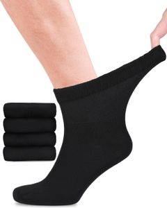 Fiera Besa Diabetiker Socken Herren mit Lycra, Knöchelhoch, 4 Paar, 43-46, Schwarz