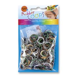 Folia Rubber Loops Loom Gummibänder, Camouflage Mix, bunt (500er Pack)