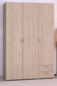 Kleiderschrank "Enjour" in Eiche Drehtürenschrank 3-türig 120 cm, 5 Wäschefächer