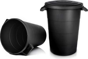 BigDean 2x wetterfeste Universaltonne mit Deckel und 2 stabilen Tragegriffen 80 Liter SCHWARZ - Regentonne Mülleimer - Indoor und Outdoor geeignet