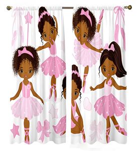 Fertige Kindervorhänge 200x220 cm - Rosa Ballerina