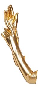 krautwear® Damen Finger Handschuhe Glitzer Metallic ca. 44 cm Lang Gold oder Silber (gold)
