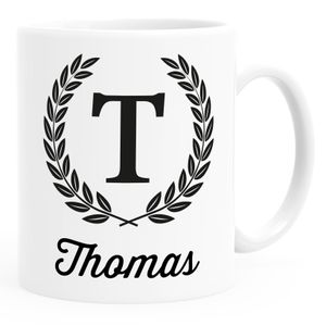 Namenstasse personalisierte Kaffee-Tasse mit Namen Buchstabe persönliche Geschenke für Männer Bürotasse SpecialMe® weiß Keramik-Tasse