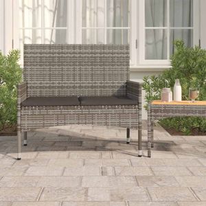 vidaXL Zahradní lavice pro 2 osoby s polštářem Grey Poly Rattan