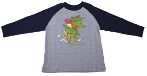 Kinder T-Shirt Langarm, Farben:Tabaluga Hellgrau/Navy, Gr.:110