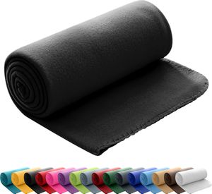 wometo Polar Fleecedecke 130x160 OEKO-TEX ca. 400g Gewicht, mit Antipilling & Kettelrand - Farbe schwarz
