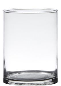 Dekoglas, Vase ZYLINDER H. 15cm D. 12cm transparent rund Glas Hakbijl