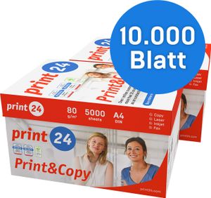 print24 Druckerpapier Kopierpapier 10000 Blatt 20 x 500 A4 80g Premium Weiß PEFC