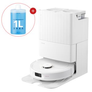 Roborock Qrevo Pro Staubsauger Roboter 7000 Pa, 60°C Heißwasser, inkl. 1L Bodenreiniger, All-in-One-Dock mit Hebarem Wischmopp 10mm und FlexiArm, Weiß