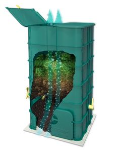 SUPERCOMP Thermo Schnell Wurm Komposter, Durchlüftungs-System, kein Kompost Umsetzen nötig, ohne Bodenplatte, 350L
