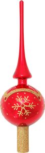 Krebs Glas Lauscha Christbaumspitze - Rot Glänzend - aus Glas - ca. 28cm - für ein edles Finish am Baum