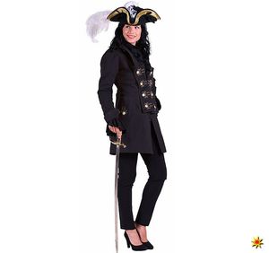 Piraten Kostüm Piratin Mantel historischer Mantel schwarz für Damen
