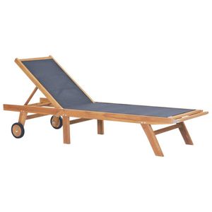 vidaXL Klappbare Sonnenliegen mit Rollen 2 Stk. Teak Massiv Textilene