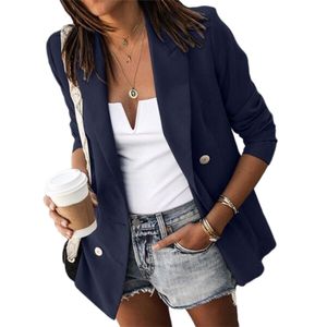Damen Casual Blazer Jacke Mantel Damen Büro OL Outwear Cardigan,Farbe: Navy blau,Größe:L