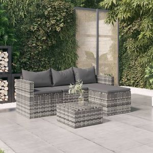 vidaXL 3-dielna záhradná obývacia súprava s vankúšmi Grey Poly Rattan vidaXL 3-dielna záhradná obývacia súprava s vankúšmi Grey Poly Rattan