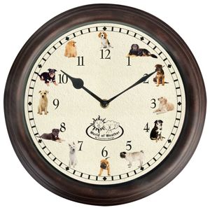 [CHARME] Esschert Design Uhr mit Hundegeräuschen Stilvoll Direkt vom Herstelle vintage Wohnzimmer Wanduhr