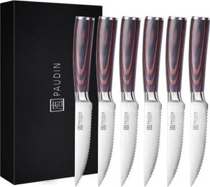 PAUDIN S3 Steakmesser Set – 6-teilig – Rasiermesserscharf mit fein gezahnter Klinge – Ergonomisch & rostfrei – Hochwertiger 4116 Kohlenstoffstahl PAUDIN S3 Steakmesser Set – 6-teilig – Rasiermesserscharf mit fein gezahnter Klinge – Ergonomisch & rostfrei – Hochwertiger 4116 Kohlenstoffstahl