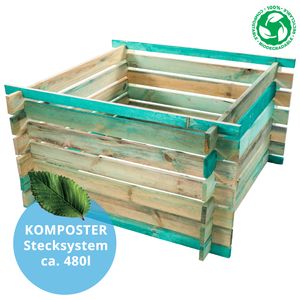 Komposter Holz Kompostbehälter 100x100x70 480L Kompostsilo Kompost Steckkomposter