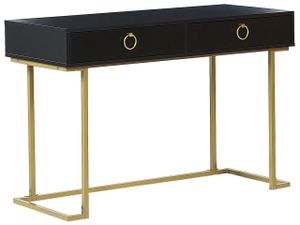 BELIANI Konzolový stůl černá / zlatá z MDF desky Kovový rám Obdélníkový Obývací pokoj Ložnice Předsíň Moderní design Glamour styl