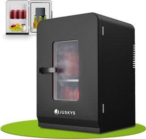 Juskys 2in1 Mini Kühlschrank 15 Liter in Schwarz mit Kühl- und Heizfunktion, 12V und 230V